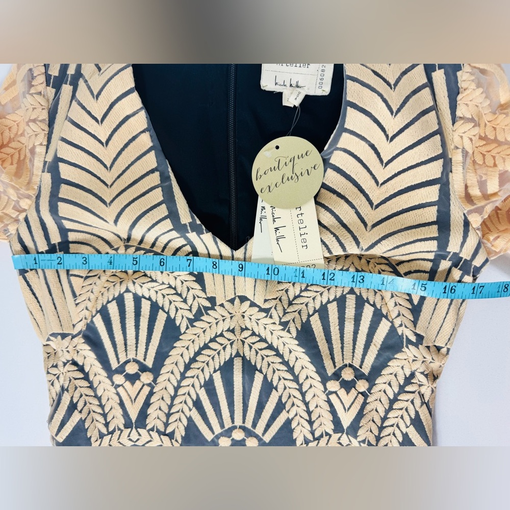 Nicole Miller Artelier Dress NWT Size 2 Embroidered Lined Cream $465 - Picture 7 of 9
